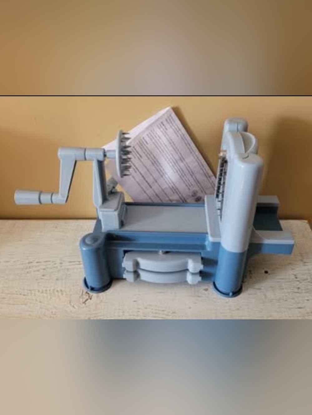 PADERNO SPIRAL SLICER 3 STAINLESS STEEL BLADES NON SLIP SUCTION FEET BLUE GREY